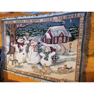 Goodwin Weavers Snowman Tapestry Christmas Throw Blanket 65"X45" S. Winget